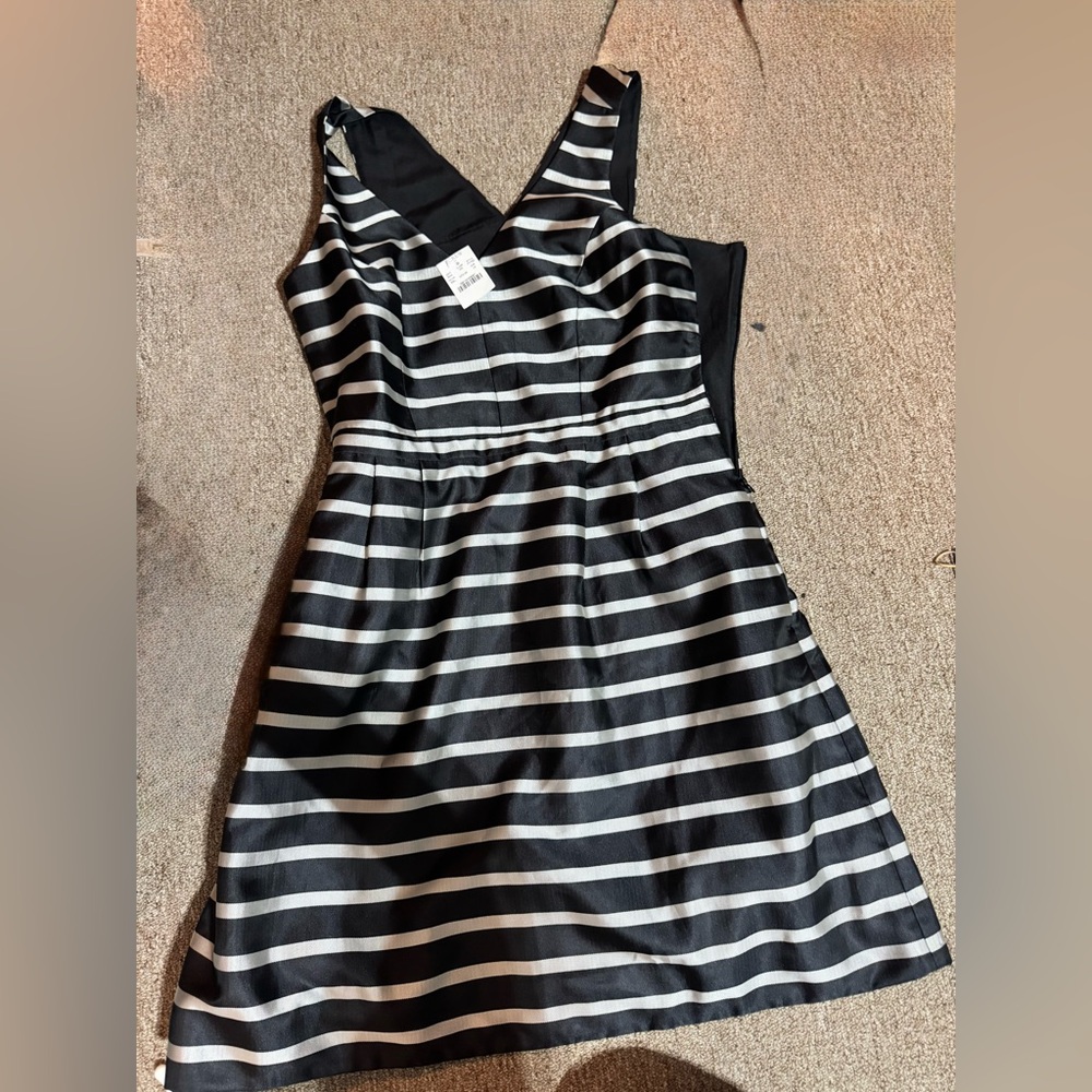 Jcrew Striped Black and White Sleeveless Dress Size 10 NWT